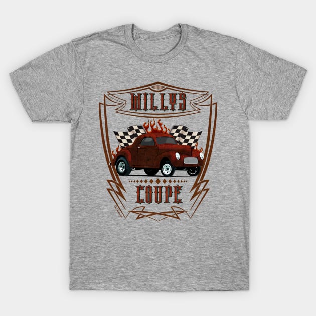 Willys Coupe Rustbucket Classic Racecar T-Shirt by SunGraphicsLab